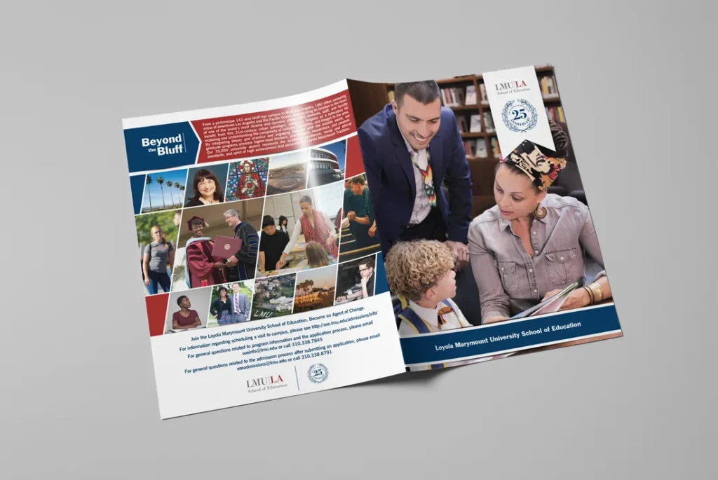 The outside pages of a university brochure